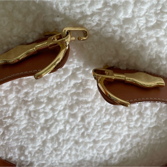 New J.McLaughlin Horse bit adjustable gold hardware leather brown belt s/m 2in - Picture 6 of 10